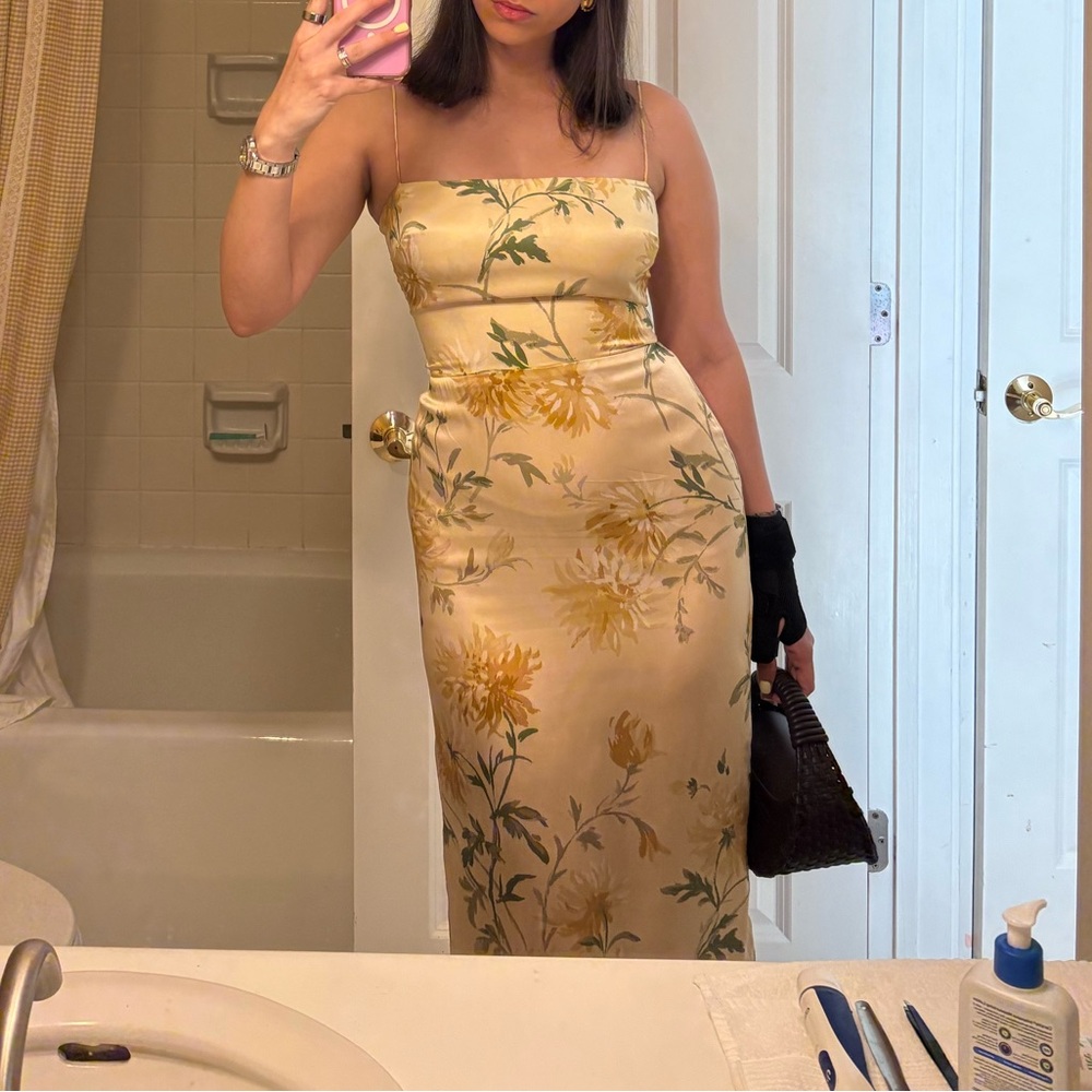 Reformation Yellow Satin Dress - Picture 2 of 5
